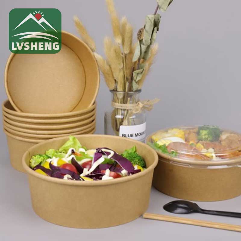 Kraft salatskál með pappírsloki